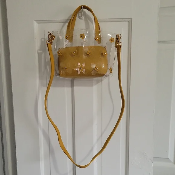 Transparent Floral Yellow Handbag - Picture 1 of 4